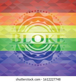 Bloke on mosaic background with the colors of the LGBT flag