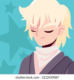 anime rubio y enojado, diseño