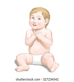 Blond baby boy. Vector