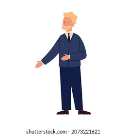 blond beard man in suit icon flat