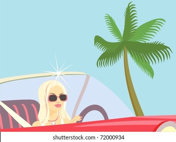 Blond behind the wheel rides along the Palm Beach