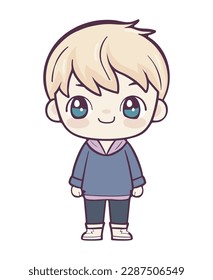 blond boy character kawaii icon isolated
