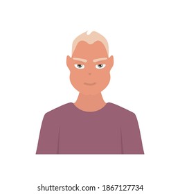 Blond boy in T-shirt. Blond man avatar. Vector.