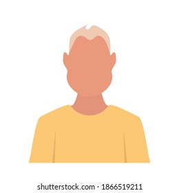 Blond boy in a yellow T-shirt. Blond man avatar. Vector.