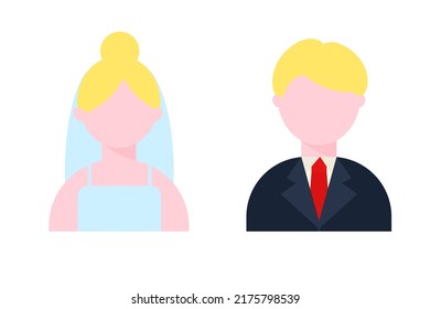 Blond bride and groom. Vector illustration.