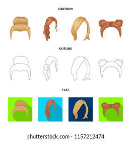 Blond with a bunch, red wavy and other types of hair. Back hair set collection icons in cartoon,outline,flat style vector symbol stock illustration web.