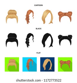 Blond with a bunch, red wavy and other types of hair. Back hair set collection icons in cartoon,black,flat style vector symbol stock illustration web.