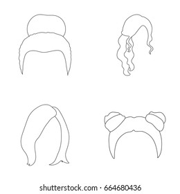 Blond with a bunch, red wavy and other types of hair. Back hair set collection icons in outline style vector symbol stock illustration web.