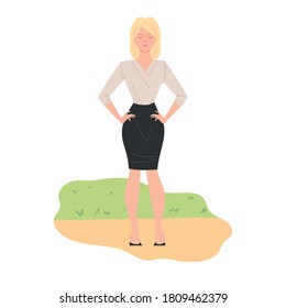 Blond businesswoman cartoon design, business fashion and management theme Vector illustration