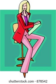 Blond businesswoman with folder.