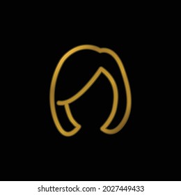 Blond Female Hair Shape gold plated metalic icon or logo vector