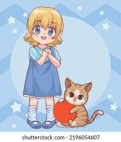 blond girl with cat anime character