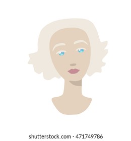 Blond girl head vector icon