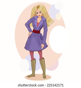 blond girl wearing a coat vector illustration