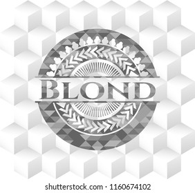 Blond grey emblem with cube white background