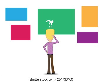 Blond guy character with color squares