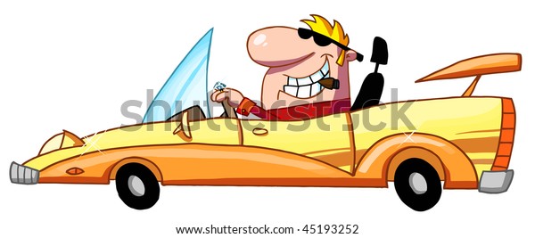 Blond Guy Driving A\
Convertible
