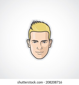Blond guy face - vector illustration