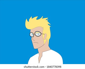 blond hair eyeglasses man in pop art style