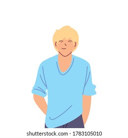 blond hair man cartoon design, Male person people human social media and portrait theme Vector illustration