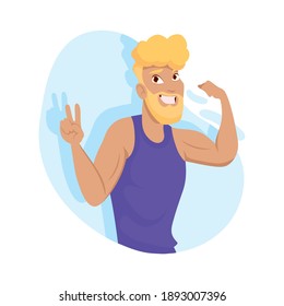 blond man cartoon design, Boy male person people human and social media theme Vector illustration