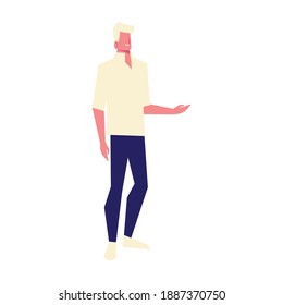 blond man character avatar male icon white background vector illustration