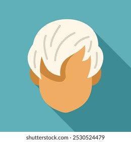 Personagem de homem loiro com cabelo no vento olhando para baixo, ilustração de design plano