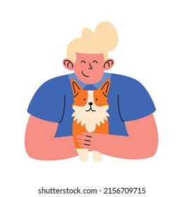 blond man with dog character