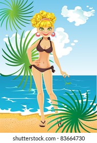blond on the beach relaxing