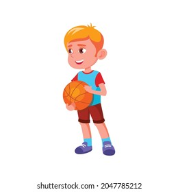 blond sporty boy playing basketball at gym cartoon vector. blond sporty boy playing basketball at gym character. isolated flat cartoon illustration