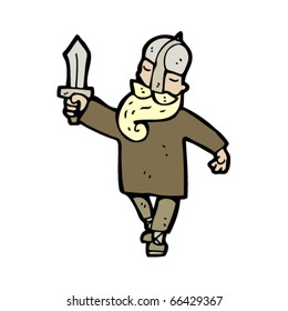 blond viking with sword cartoon