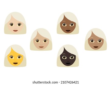 Blond white hair woman emoji vector illustration head