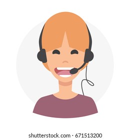 Blond woman 24h all the time customer support center via phone. mail operator service icons concept.