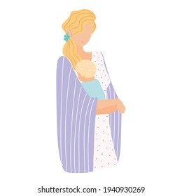 blond woman with baby cartoon