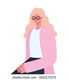 blond woman cartoon with glasses design, Girl female person people human and social media theme Vector illustration