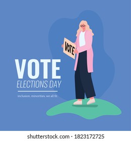 Blond woman cartoon with vote banner design, Vote elections day and government theme Vector illustration