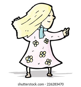 blond woman pointing