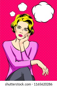 Blond Woman sad pop art