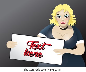 Blond XL size model holding board for your text.