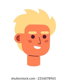 Blond young adult man with tanned skin semi flat vector character head. Carefree surfer male. Editable cartoon avatar icon. Face emotion. Colorful spot illustration for web graphic design, animation