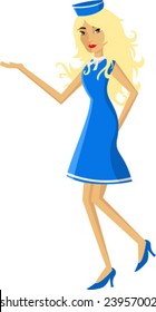 blonde air hostess in uniform