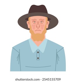 blonde amish man isolated design