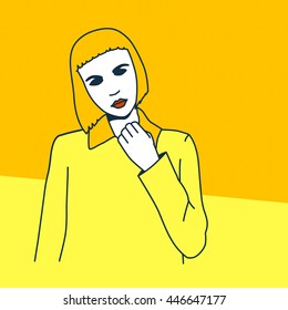 Blonde Bob. Priority Yellow. Pop art fashion style.