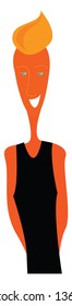 A blonde boy in black t-shirt vector or color illustration