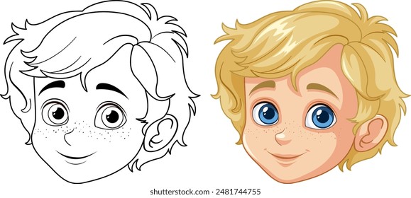 Blonde boy with blue eyes and freckles