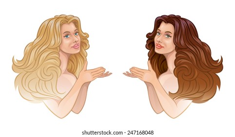 Blonde and brunette