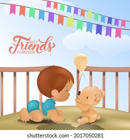 Blonde and brunette hugging, happy to see you, Rear view, Hand gestures, Stylish chicks, Two girlfriends, Sister's day card, Young pretty women, Vector illustration of hand draw, Doodle style.