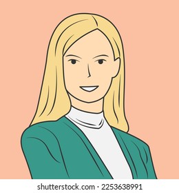 Caricatura de una mujer de negocios rubia con ropa formal