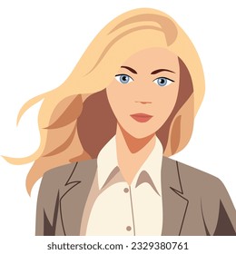 Blonde business woman cartoon character looking confident and wearing formal clothes