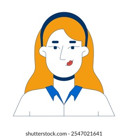 Blonde caucasian female office worker portrait 2D cartoon character. Young female business and commerce specialist isolated person flat vector on white background. Spot illustration colorful